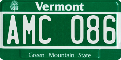VT license plate AMC086