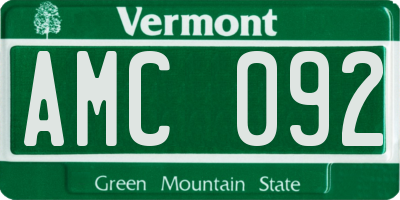 VT license plate AMC092