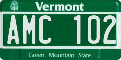 VT license plate AMC102