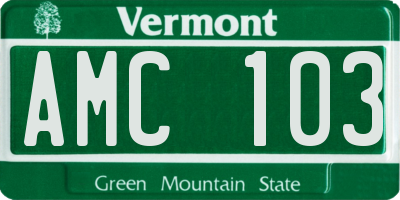 VT license plate AMC103