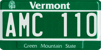 VT license plate AMC110