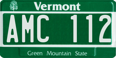 VT license plate AMC112