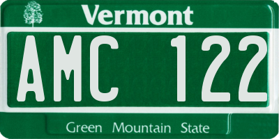 VT license plate AMC122