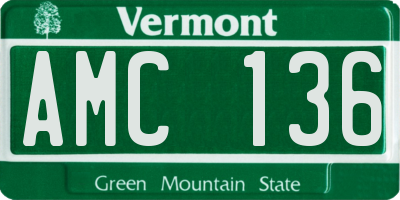 VT license plate AMC136