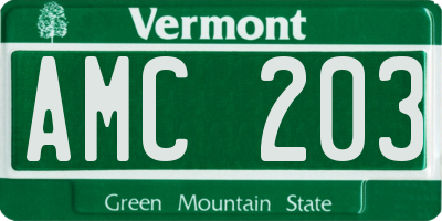VT license plate AMC203