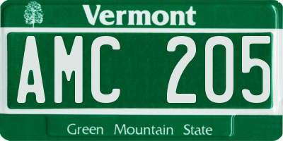 VT license plate AMC205