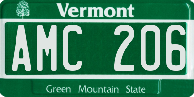 VT license plate AMC206