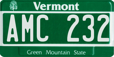 VT license plate AMC232