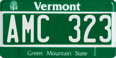VT license plate AMC323