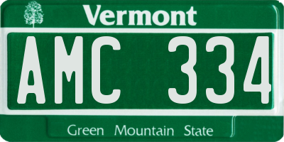 VT license plate AMC334