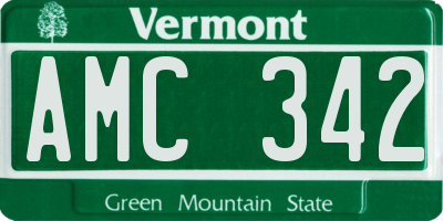 VT license plate AMC342