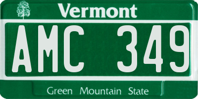 VT license plate AMC349