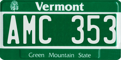 VT license plate AMC353