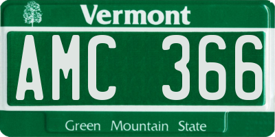 VT license plate AMC366