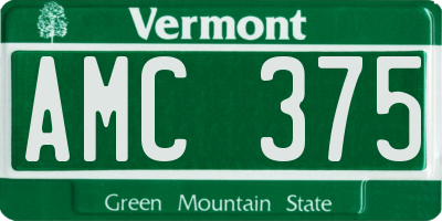 VT license plate AMC375