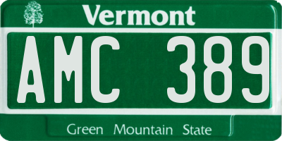 VT license plate AMC389