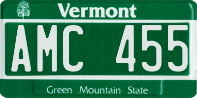 VT license plate AMC455
