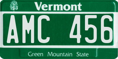 VT license plate AMC456