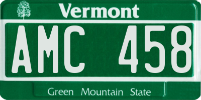 VT license plate AMC458