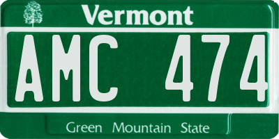 VT license plate AMC474