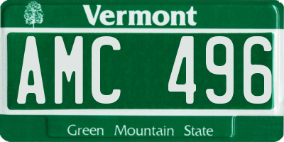 VT license plate AMC496