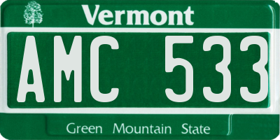 VT license plate AMC533