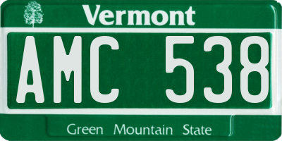 VT license plate AMC538