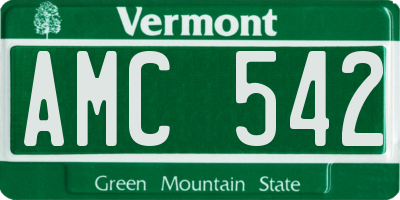 VT license plate AMC542