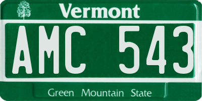 VT license plate AMC543