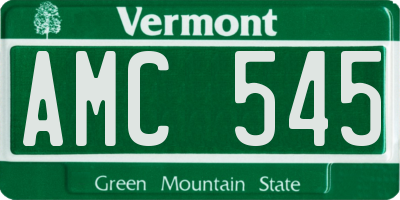 VT license plate AMC545