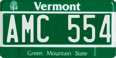 VT license plate AMC554
