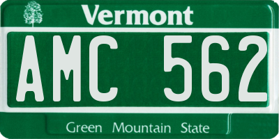 VT license plate AMC562