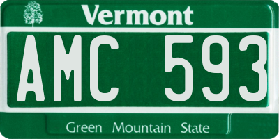 VT license plate AMC593