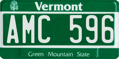VT license plate AMC596