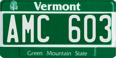 VT license plate AMC603
