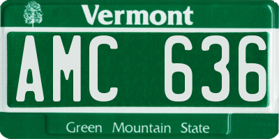 VT license plate AMC636