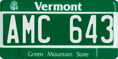 VT license plate AMC643