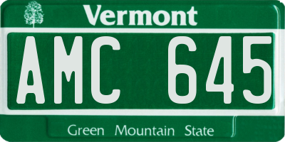 VT license plate AMC645