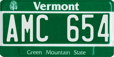 VT license plate AMC654