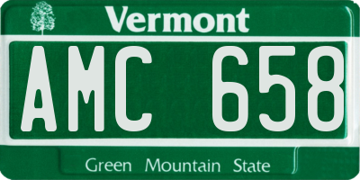 VT license plate AMC658