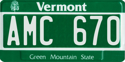 VT license plate AMC670