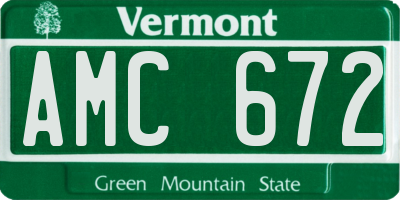 VT license plate AMC672