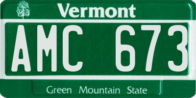 VT license plate AMC673