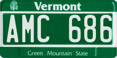 VT license plate AMC686