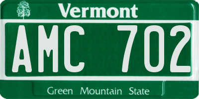 VT license plate AMC702