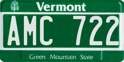 VT license plate AMC722