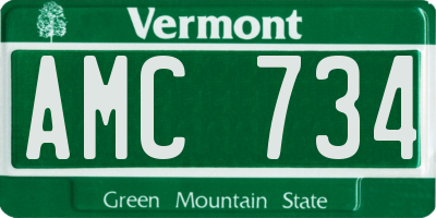 VT license plate AMC734