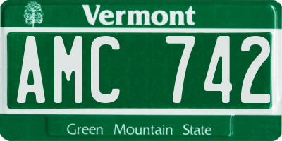 VT license plate AMC742