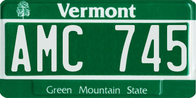 VT license plate AMC745
