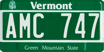 VT license plate AMC747